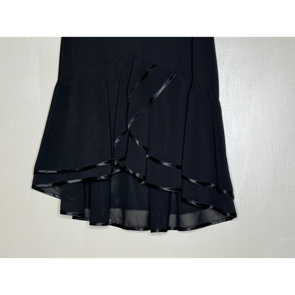Patra Black High Low Ruffle Midi Skirt Satin Trim Size 16 NWT Evening Formal - Picture 4 of 8